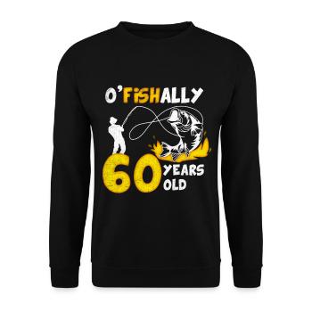 60. Geburtstag Angeln 1963 Jahrgang Fischer Angler - Unisex Pullover - Schwarz - Vorne - Alina (178cm) & Michal (187cm)