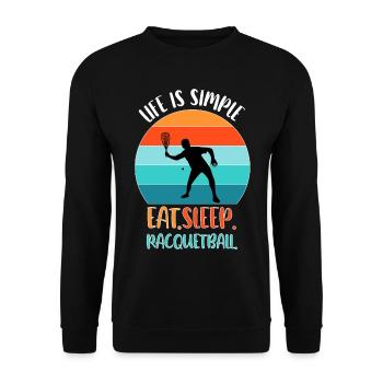 Life is simple: eat. sleep. Racquetball. - Unisex Pullover - Schwarz - Vorne - Alina (178cm) & Michal (187cm)