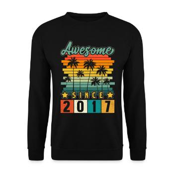 2017 Geboren Geburtstag Geburtsjahr Vintage - Unisex Pullover - Schwarz - Vorne - Alina (178cm) & Michal (187cm)