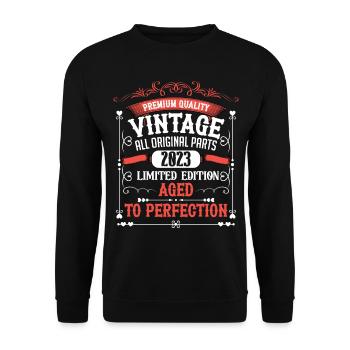 2023 Année de naissance Né Anniversaire Vintage - Sweat-shirt Unisexe - noir - Devant - Alina (178cm) & Michal (187cm)