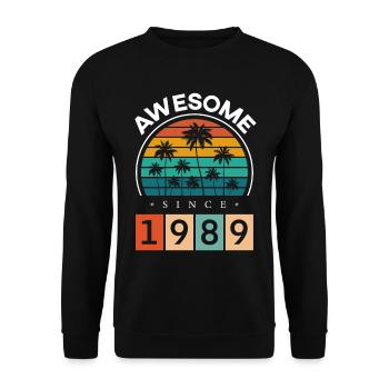 1989 Anniversaire Né Année de naissance millésime - Sweat-shirt Unisexe - noir - Devant - Alina (178cm) & Michal (187cm)