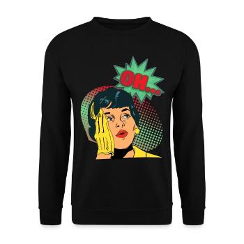 Comic, Comic-Strips, Mädchen, Crying-Girl, Spruch - Unisex Pullover - Schwarz - Vorne - Alina (178cm) & Michal (187cm)