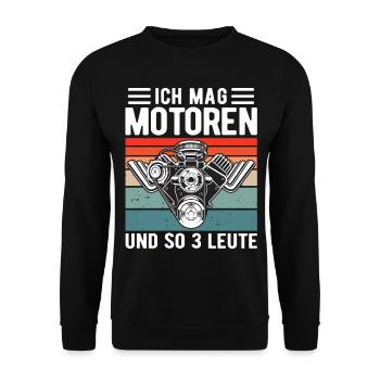 KFZ Mechaniker Mechatroniker lustiger Spruch Auto - Unisex Pullover - Schwarz - Vorne - Alina (178cm) & Michal (187cm)