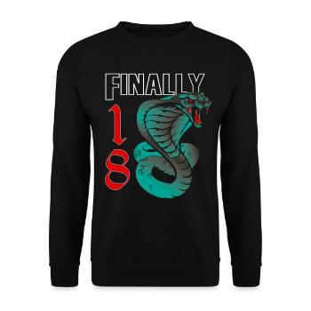 18 years old, birth sentence - Unisex Sweatshirt - black - Front - Alina (178cm) & Michal (187cm)