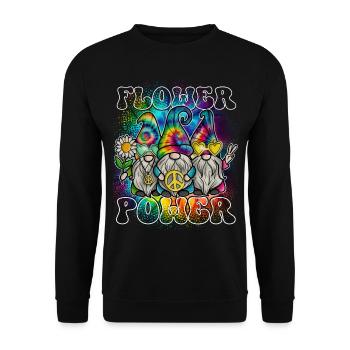 Flower Power Gnomes Tie Dye Peace - Sweat-shirt Unisexe - noir - Devant - Alina (178cm) & Michal (187cm)