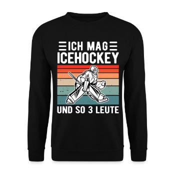 Eishockey Goalie retro Eis Hockey Spieler Geschenk - Unisex Pullover - Schwarz - Vorne - Alina (178cm) & Michal (187cm)