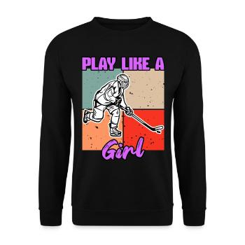 Eishockey Frauen Mädchen Hockey Spielerin - Unisex Pullover - Schwarz - Vorne - Alina (178cm) & Michal (187cm)