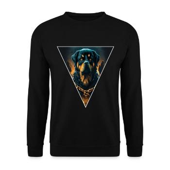 Nette Rottweiler Hunderasse Kopf - Unisex Pullover - Schwarz - Vorne - Alina (178cm) & Michal (187cm)