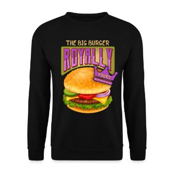 Burger-Cheeseburger Spruch Hamburger-Royale - Unisex Pullover - Schwarz - Vorne - Alina (178cm) & Michal (187cm)