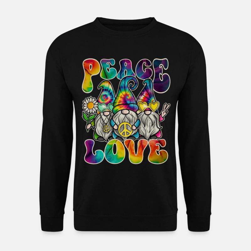 Hippie Gnomes Peace Tie Dye - Unisex Sweatshirt - black