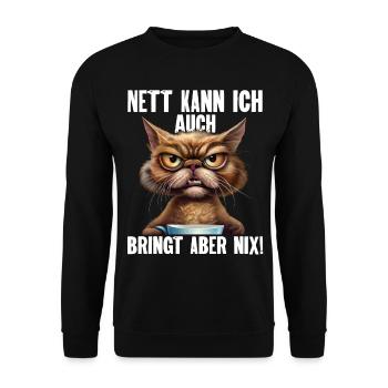 Nett Kann Ich Auch Bringt Aber Nix - Unisex Pullover - Schwarz - Vorne - Alina (178cm) & Michal (187cm)
