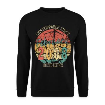 2008 vintage vintage birthday saying idea - Unisex Sweatshirt - black - Front - Alina (178cm) & Michal (187cm)
