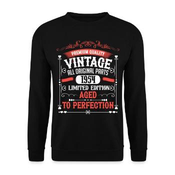 1954 Année de naissance Né Anniversaire Vintage - Sweat-shirt Unisexe - noir - Devant - Alina (178cm) & Michal (187cm)