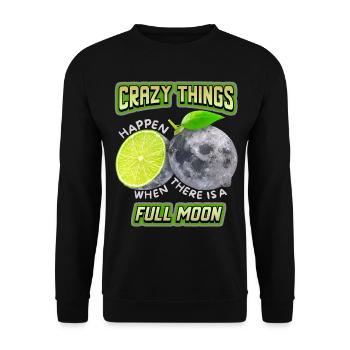 Surrealismus, Vollmond mit Zitrone lustiger Spruch - Unisex Pullover - Schwarz - Vorne - Alina (178cm) & Michal (187cm)