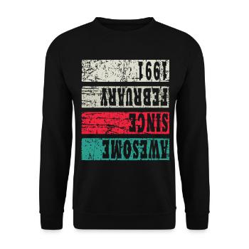 1991 Birthday present - Unisex Sweatshirt - black - Front - Alina (178cm) & Michal (187cm)