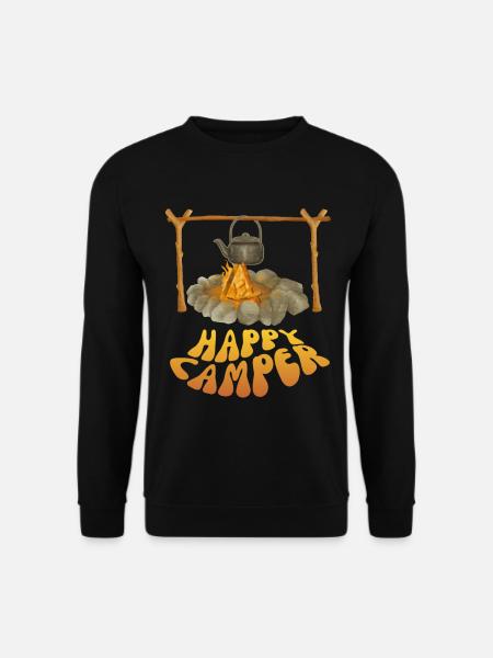Camping, campfire, funny camper saying - Unisex Sweatshirt - black