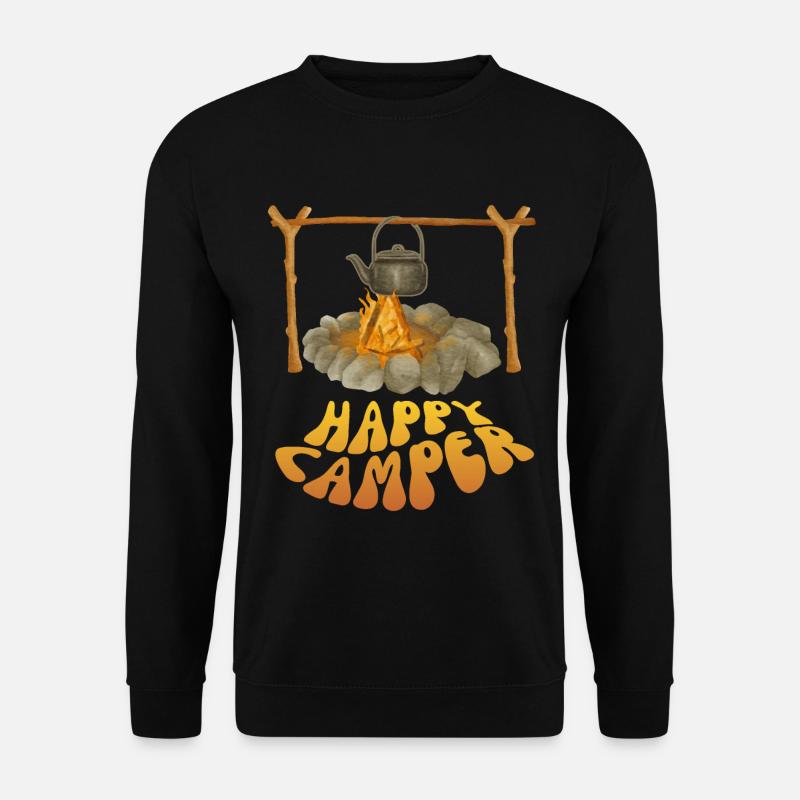 Camping, campfire, funny camper saying - Unisex Sweatshirt - black