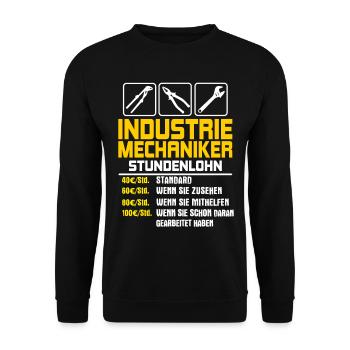 Industrial mechanic funny saying hourly wage - Unisex Sweatshirt - black - Front - Alina (178cm) & Michal (187cm)