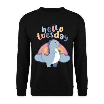 Dinosaure Kawaii, Regebogen Hello-Tuesday Dire - Sweat-shirt Unisexe - noir - Devant - Alina (178cm) & Michal (187cm)