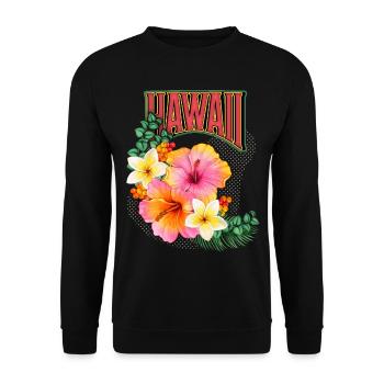 Hawaii, Hawaiian aloha, hibiscus flower - Unisex Sweatshirt - black - Front - Alina (178cm) & Michal (187cm)