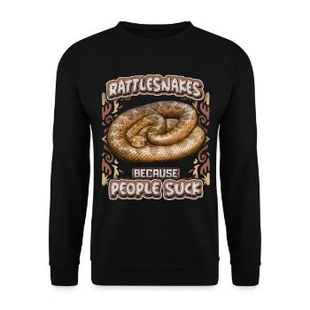 Snake, rattlesnake, slogan People-Suck - Unisex Sweatshirt - black - Front - Alina (178cm) & Michal (187cm)