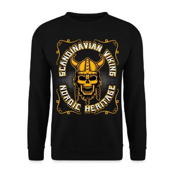 Wikinger-Krieger Skandinavien Wikinger-Totenkopf - Unisex Pullover - Schwarz - Vorne - Alina (178cm) & Michal (187cm)