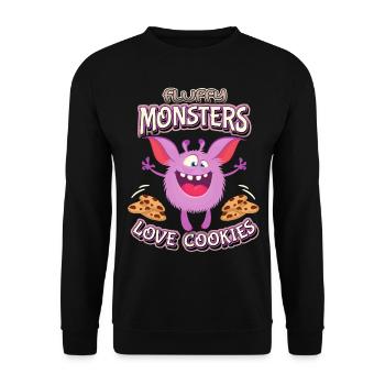 Lustiges-Monster, Krümel-Monster, Kekse, Spruch - Unisex Pullover - Schwarz - Vorne - Alina (178cm) & Michal (187cm)