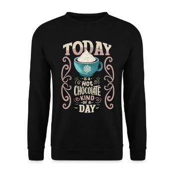 Chocolat chaud, drôle de dicton, typographie - Sweat-shirt Unisexe - noir - Devant - Alina (178cm) & Michal (187cm)