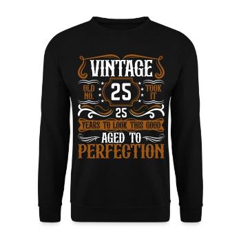 25th Birthday Vintage Retro - Unisex Sweatshirt - black - Front - Alina (178cm) & Michal (187cm)