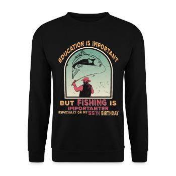 55 Years Angler Fishing Gift 55 Birthday - Unisex Sweatshirt - black - Front - Alina (178cm) & Michal (187cm)