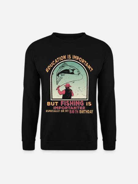 Angler 50 Geburtstag 50 Jahre Angeln Spruch - Unisex Pullover - Schwarz