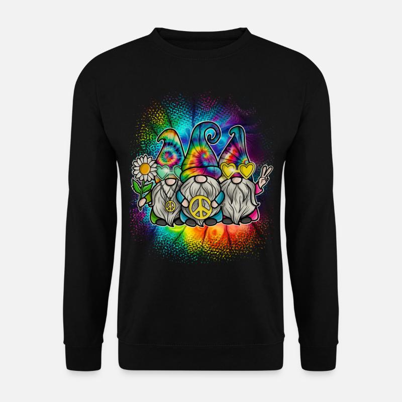 Hippie Gnomes Peace Tie Dye - Unisex Sweatshirt - black
