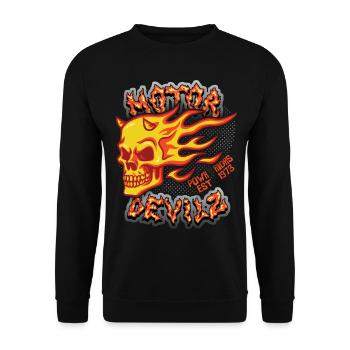 Skull Fire Skull Motorcyclist Motor Devils - Unisex Sweatshirt - black - Front - Alina (178cm) & Michal (187cm)