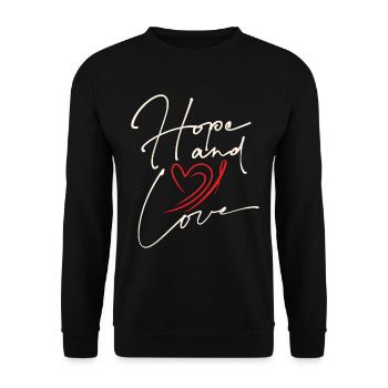 Espoir et amour Typographie d’espoir et d’amour - Sweat-shirt Unisexe - noir - Devant - Alina (178cm) & Michal (187cm)