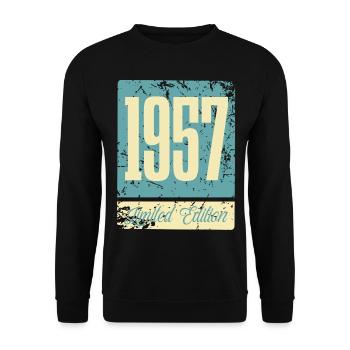 1957 Naissance Anniversaire Année de naissance - Sweat-shirt Unisexe - noir - Devant - Alina (178cm) & Michal (187cm)