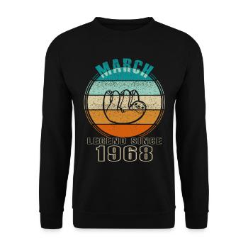 Faultier März 1968 schöne Geschenkidee - Unisex Pullover - Schwarz - Vorne - Alina (178cm) & Michal (187cm)