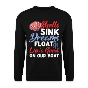 Urlaub Boot Muschel See Meer Kapitän - Unisex Pullover - Schwarz - Vorne - Alina (178cm) & Michal (187cm)