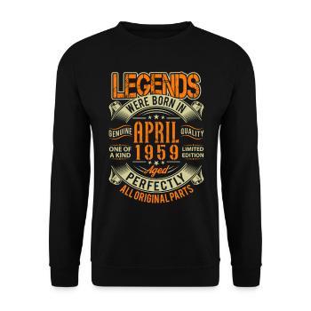 1959 April Geburtstag Legende - Unisex Pullover - Schwarz - Vorne - Alina (178cm) & Michal (187cm)
