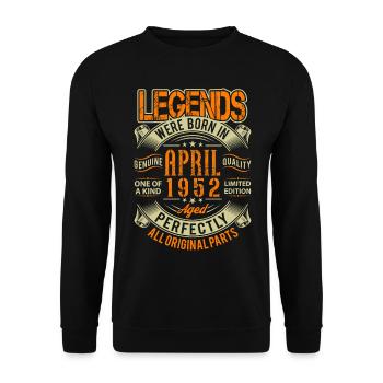 1952 April Geburtstag Legende - Unisex Pullover - Schwarz - Vorne - Alina (178cm) & Michal (187cm)