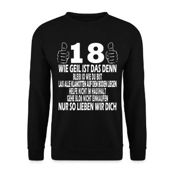 Vintage 18 Jahre alt - Geburtstagsgeschenk 18 Jahr - Unisex Pullover - Schwarz - Vorne - Alina (178cm) & Michal (187cm)
