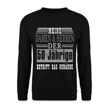 Jahrgang zum 50. Geburtstag von 1973 - Unisex Pullover - Schwarz - Vorne - Alina (178cm) & Michal (187cm)