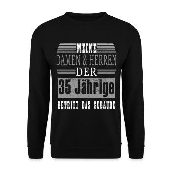 35. Geburtstag 35 - Unisex Pullover - Schwarz - Vorne - Alina (178cm) & Michal (187cm)