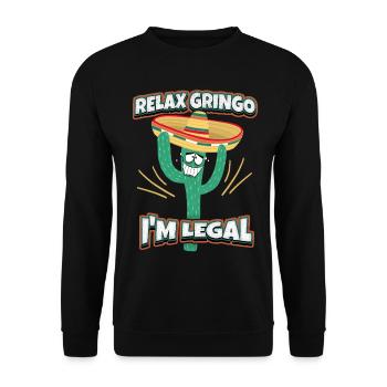 Lustiger-Kaktus Mexiko, Comic-Sombrero, Spruch - Unisex Pullover - Schwarz - Vorne - Alina (178cm) & Michal (187cm)