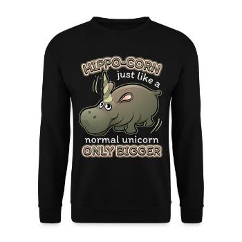 Nilpferd, Flusspferd, Spruch, Einhorn-Unicorn - Unisex Pullover - Schwarz - Vorne - Alina (178cm) & Michal (187cm)