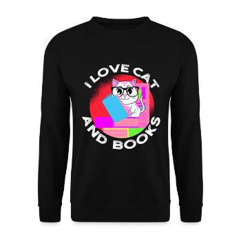 Book Rat Cat Books Bookworm - Unisex Sweatshirt - black - Front - Alina (178cm) & Michal (187cm)