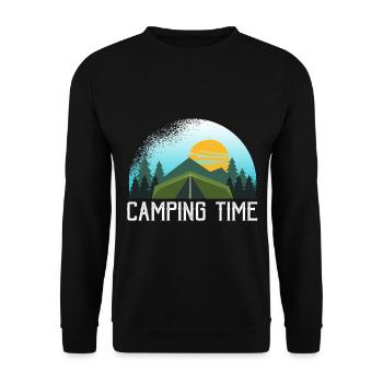 Campingurlaub Sprüche Shirt Camper Berge - Unisex Pullover - Schwarz - Vorne - Alina (178cm) & Michal (187cm)