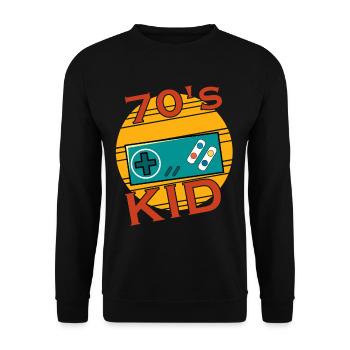 Gamer Kid Retro 70s 70s 1970 - Unisex Sweatshirt - black - Front - Alina (178cm) & Michal (187cm)