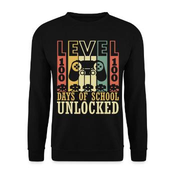 Level 100 Days Of School Complete Gamer - Unisex Pullover - Schwarz - Vorne - Alina (178cm) & Michal (187cm)