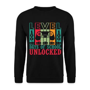 Level 100 Days Of School Unlocked Controller Gamer - Unisex Pullover - Schwarz - Vorne - Alina (178cm) & Michal (187cm)