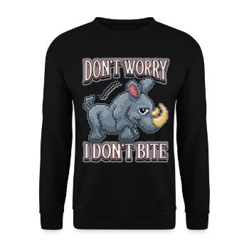 Rhinoceros, rhinoceros, funny saying, pixel art - Unisex Sweatshirt - black - Front - Alina (178cm) & Michal (187cm)